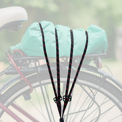 Black bungee spider hook elastic straps with red lines for bike rack