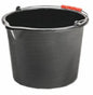 Black 20L PP bucket with metal rim and orange handle loop