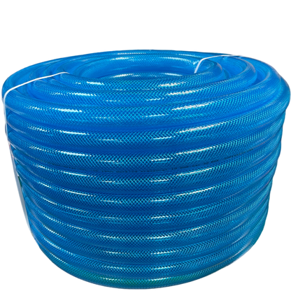 Geflochtene Kraftstoffschlauch-Spule blau transparent aus PVC, 25 mm*2,6 mm