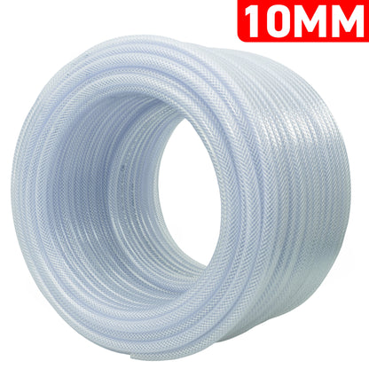 Clear braided PVC pipe coil, 10mm x 1.6mm wall thickness