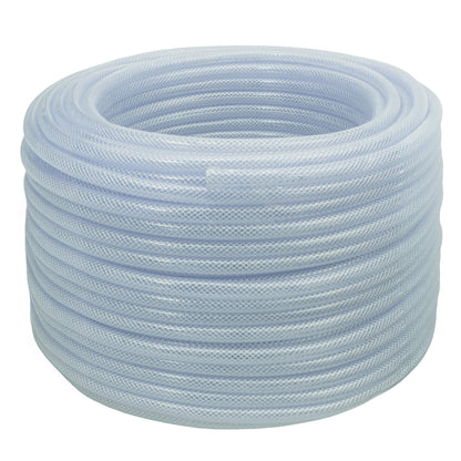 Rolled clear braided PVC pipe, light blue translucent, 10mm x 1.6mm