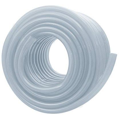 Clear braided PVC pipe coil with open center, 16mm diameter
