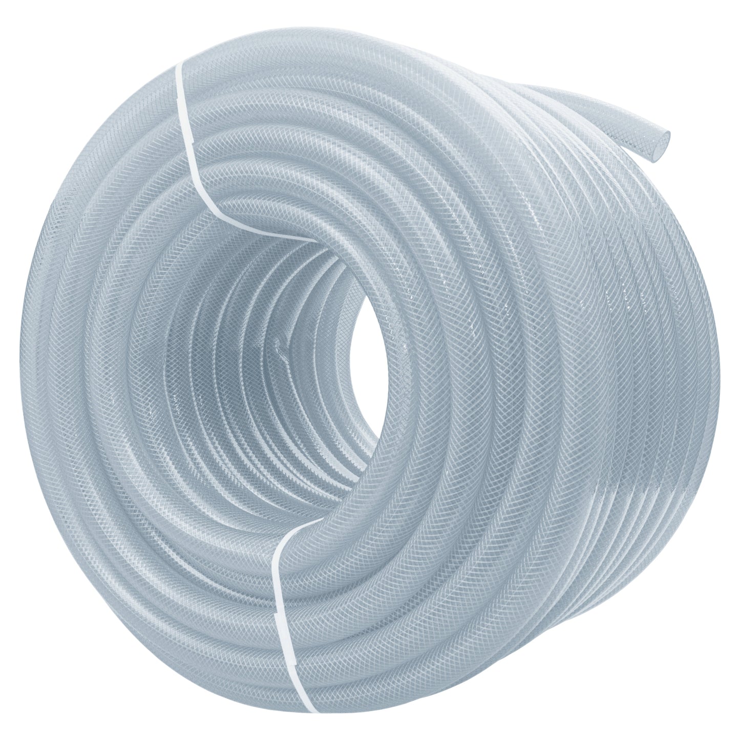 Clear braided PVC pipe, 16mm, coiled