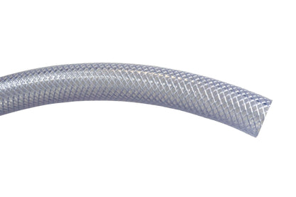 Clear braided PVC hose section, flexible tubing with 16mm diameter