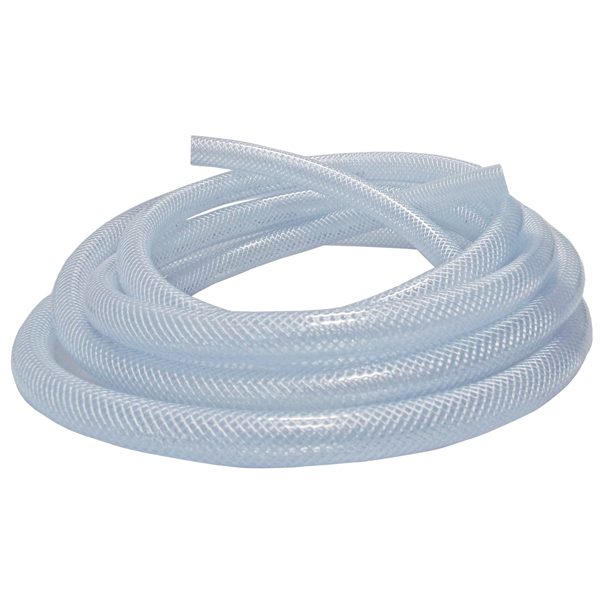 Clear braided PVC pipe 19mm x 3mm, translucent light-blue flexible tubing