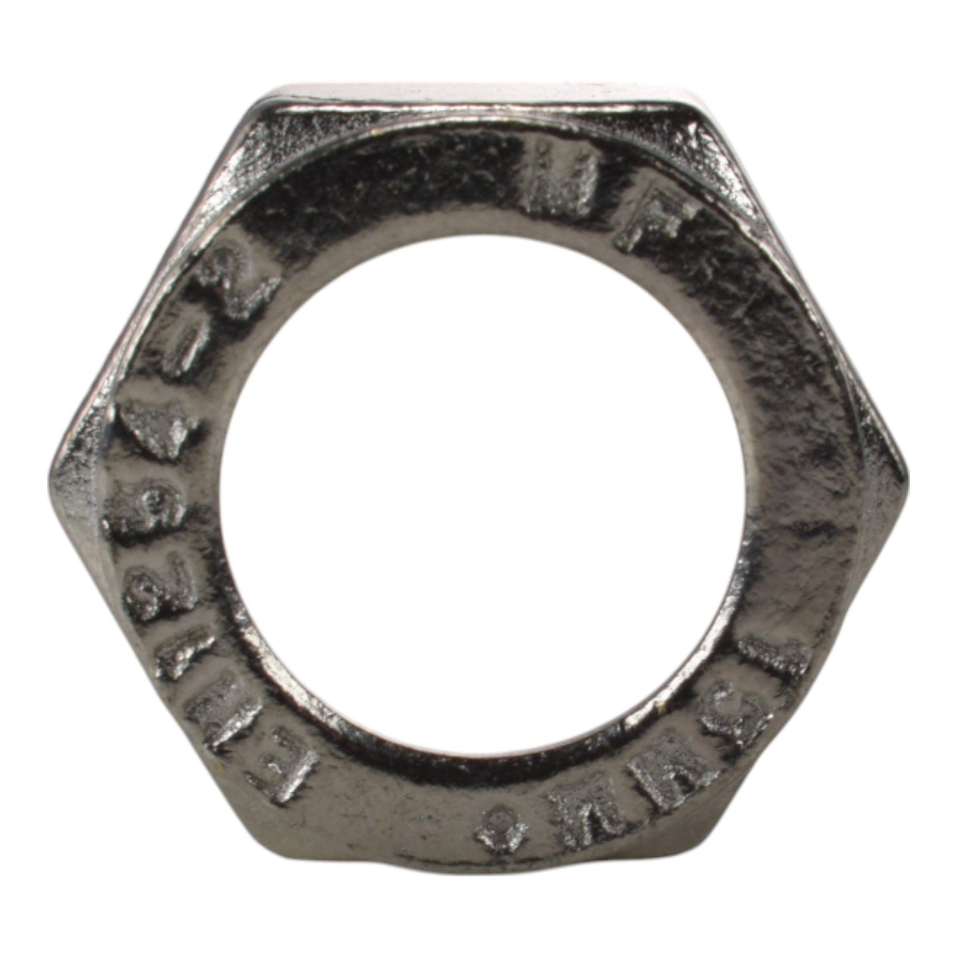 Open hex brass compression nut with internal seat for hose fitting