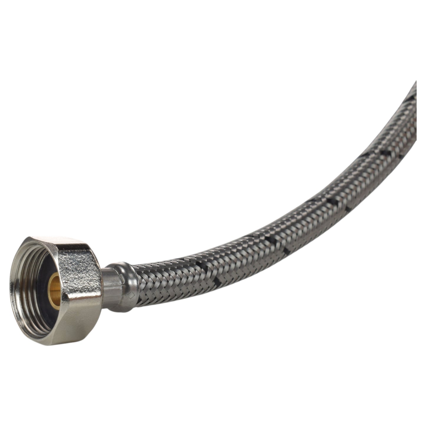 Braided hose end with external threads and sealing surface for plumbing connection