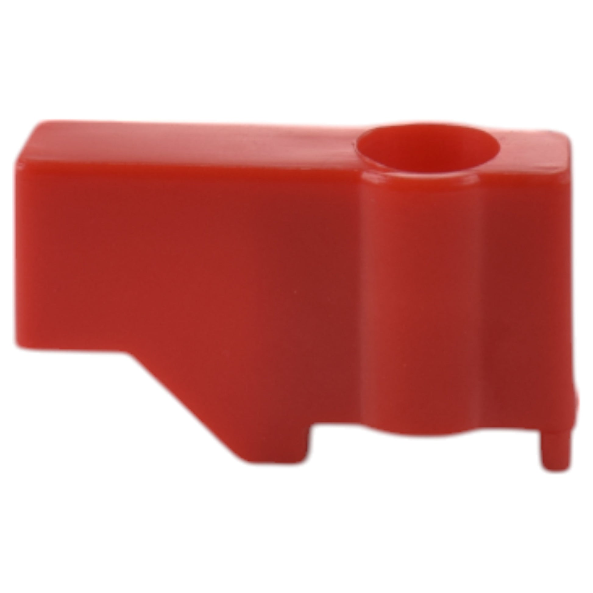 Brass compression tee valve end section with red lever and raised inlet cap