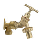 Brass 15mm wall flange kit with barbed tap fitting, angled view