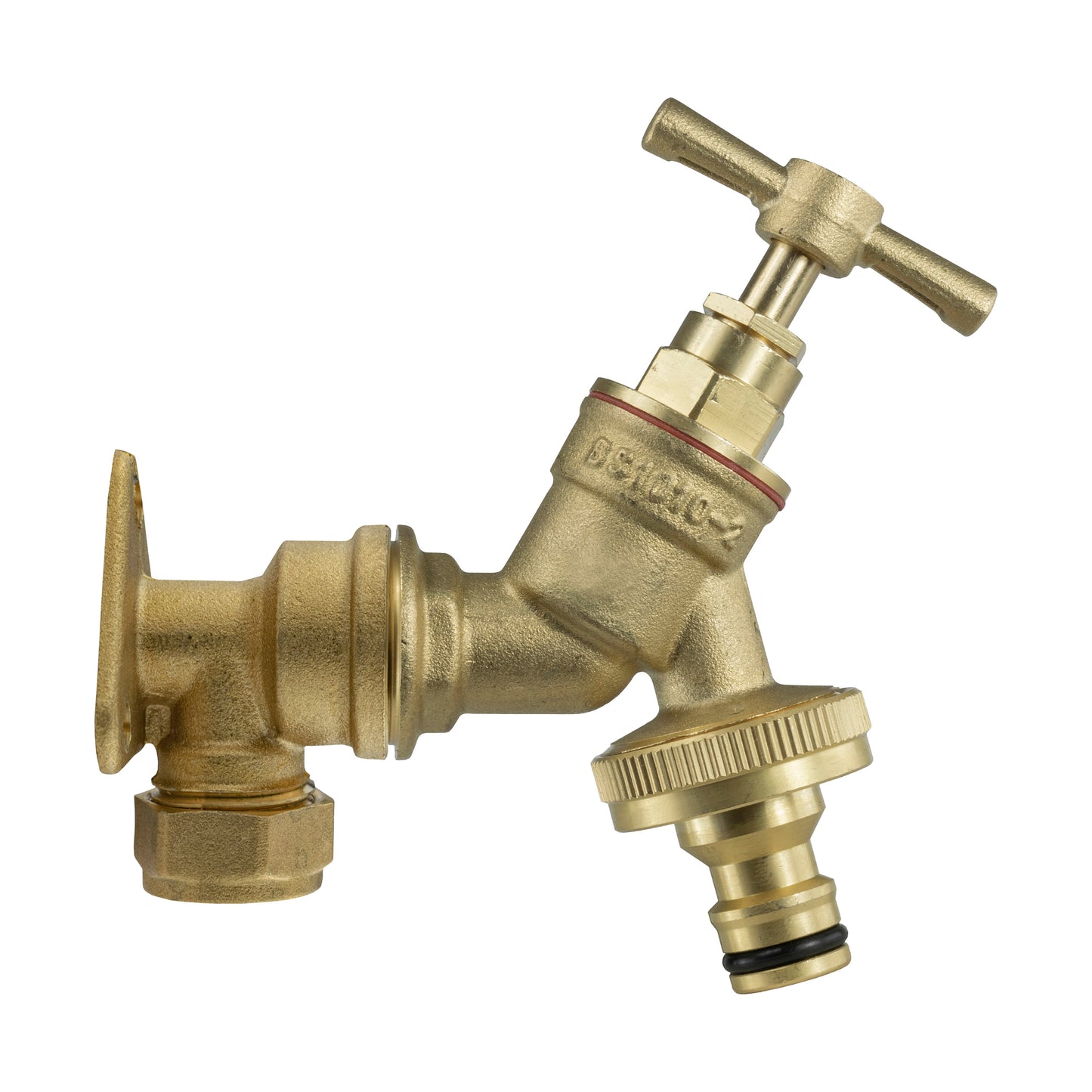 15mm brass wall flange kit with quick-connect tap valve and lever handle
