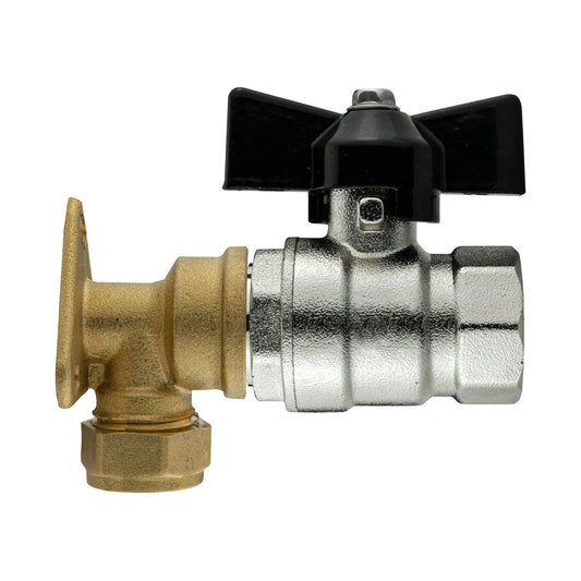 15mm brass wall flange kit with 1/2" BSP bib valve