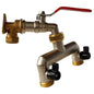 15mm brass wall flange kit with lever tap, red handle, metal splitter fittings