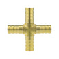Brass cross joiner fitting, 10mm, with four threaded connection ends