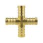 Brass cross joiner 12.5mm with four barbed ends and threaded fittings