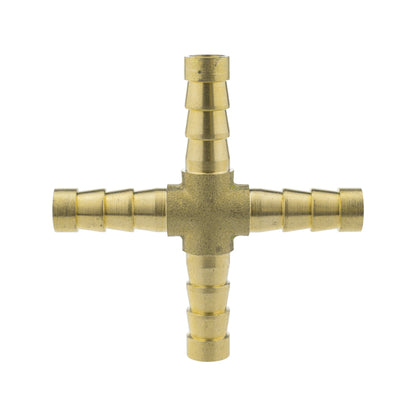 Brass cross joiner 6mm, four-way barbed fitting