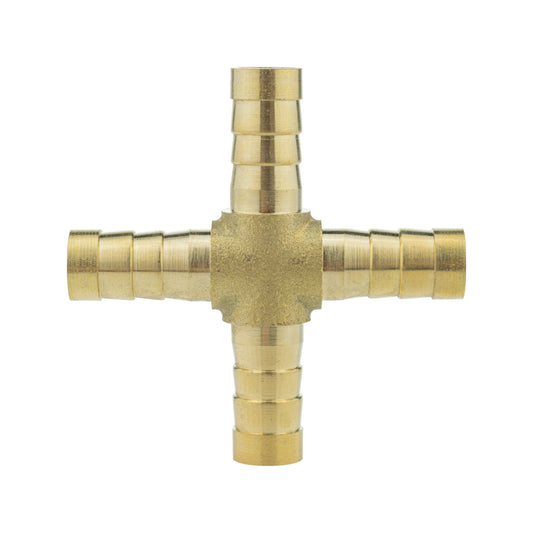 Brass cross joiner 8mm with four threaded pipe ends