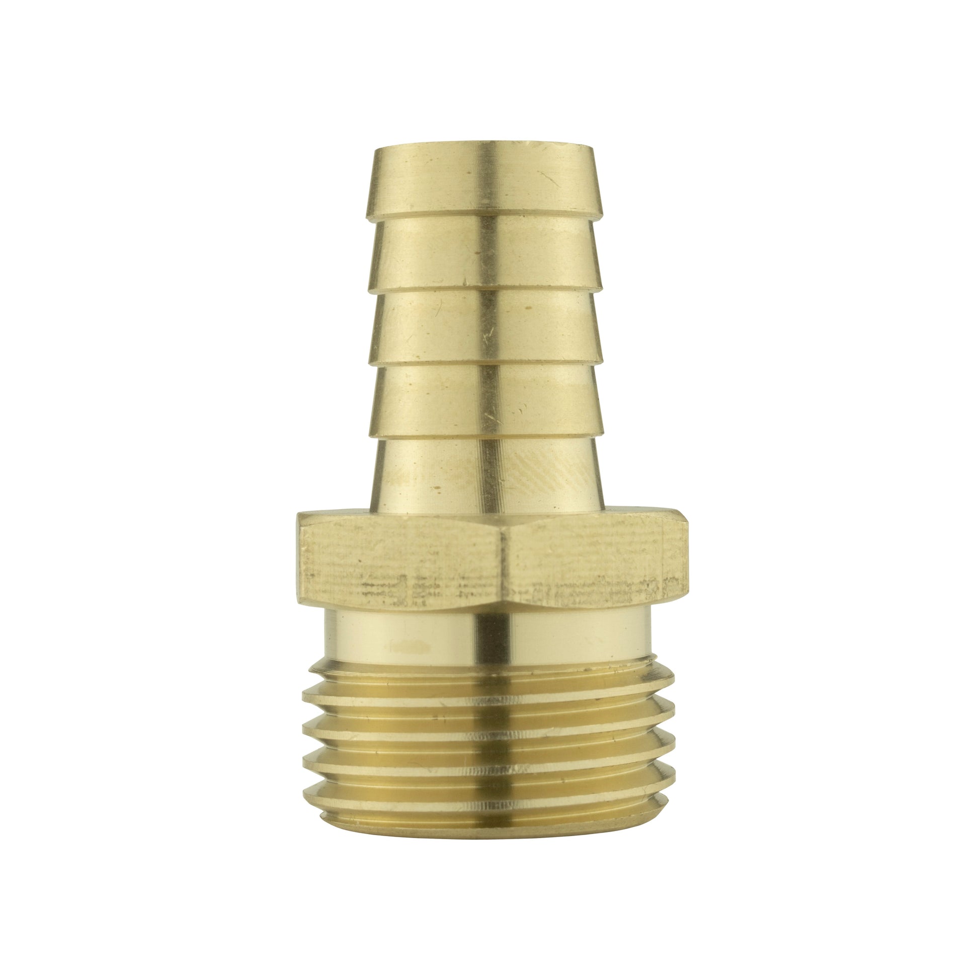 Brass straight joiner, 13mm barb end above 1/2" BSPM male threads