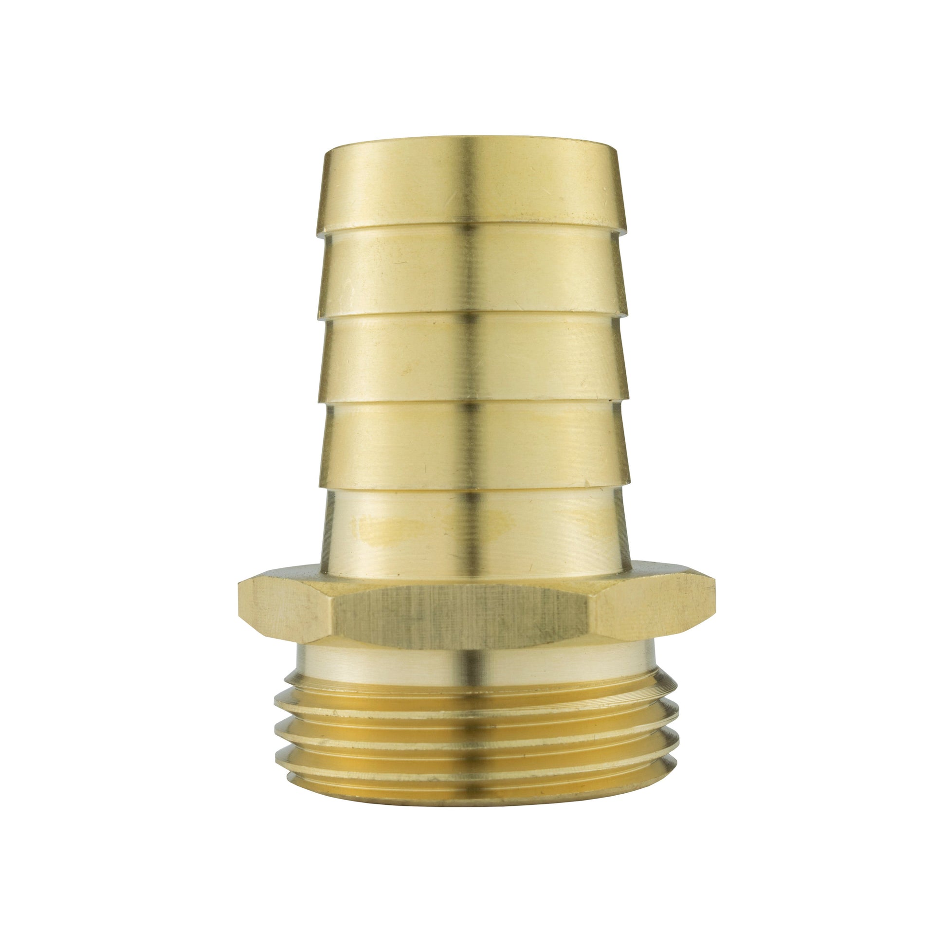 Brass straight joiner 25mm barb with hex nut and threaded ends