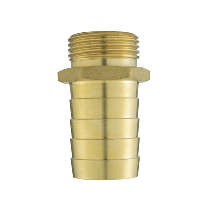 Brass barbed connector with coarse threads and barbed section for 3/4" BSPM