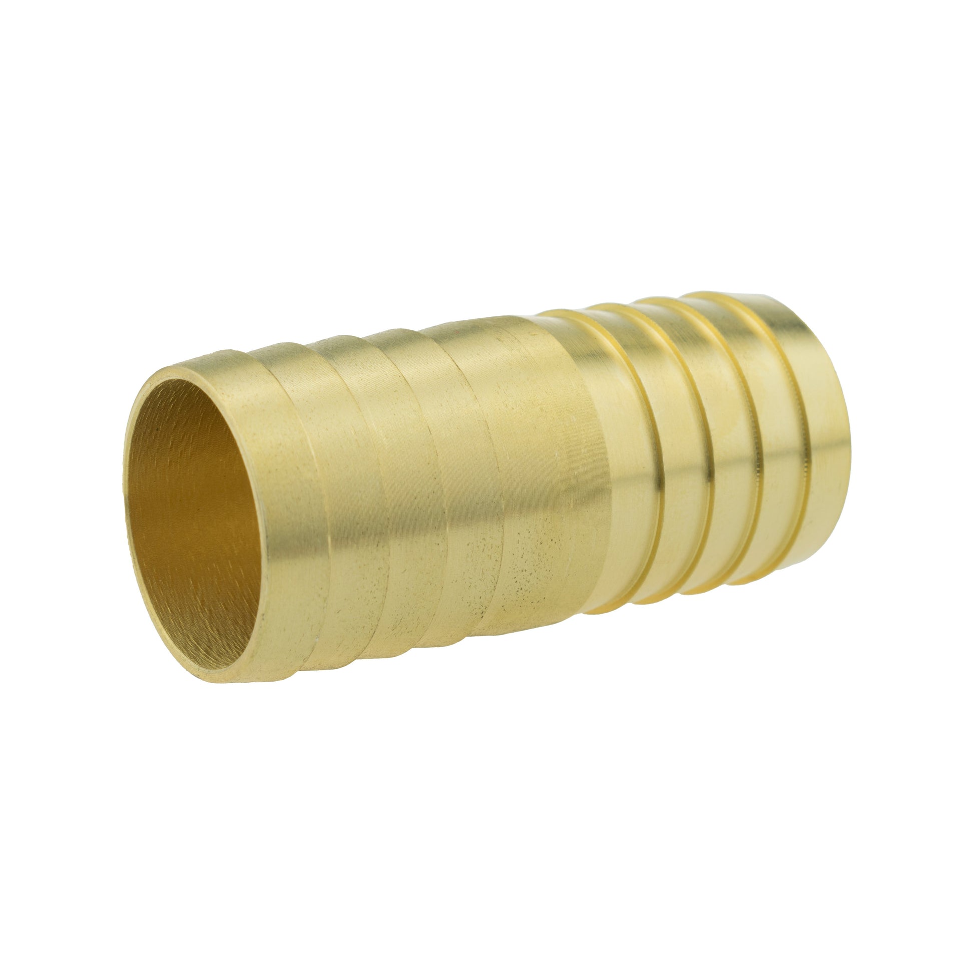 Brass straight joiner 25mm with ridged coupler sleeves, cylindrical bore