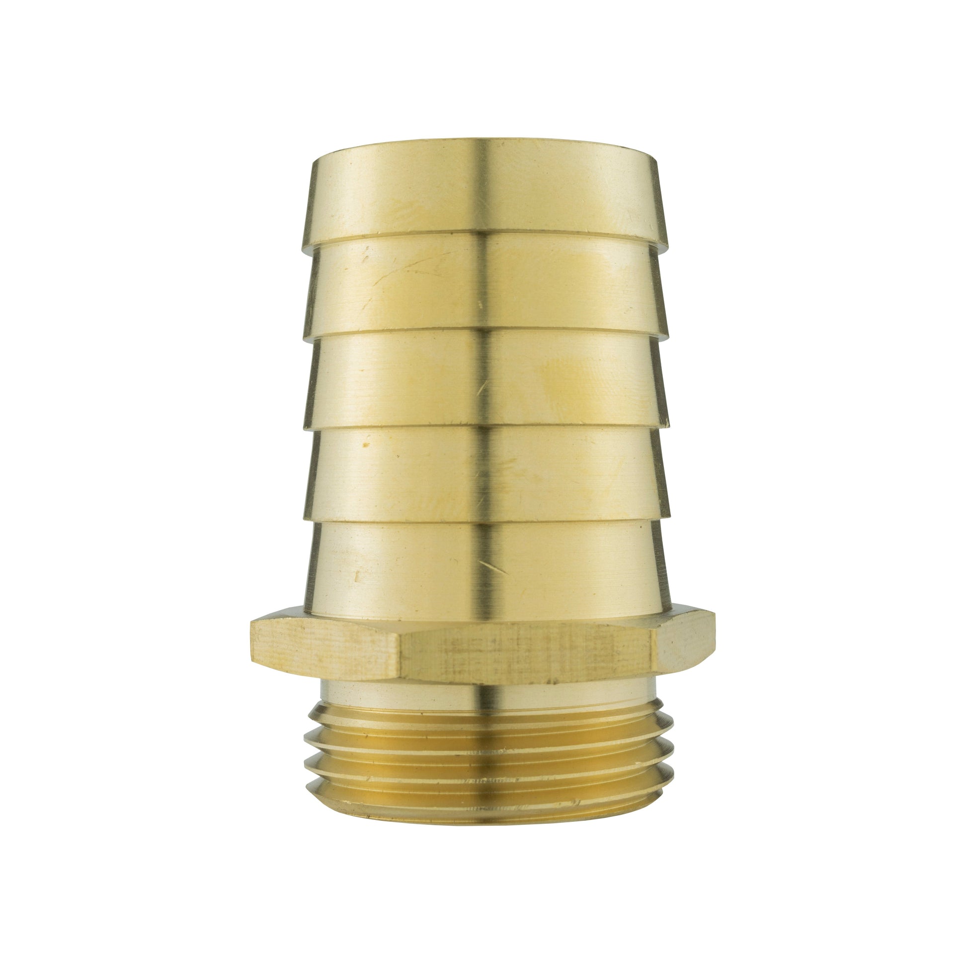Brass straight joiner 32mm, showing collar and male BSPM thread