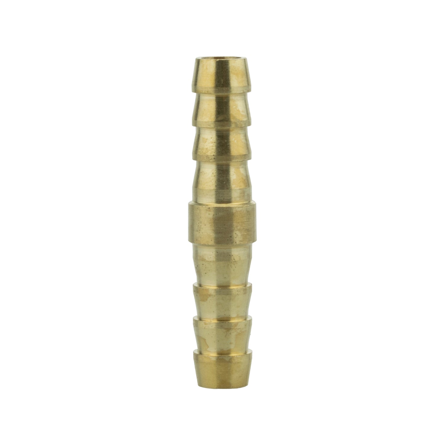 Brass straight joiner, 6mm, tapered coupling with ridges and open ends