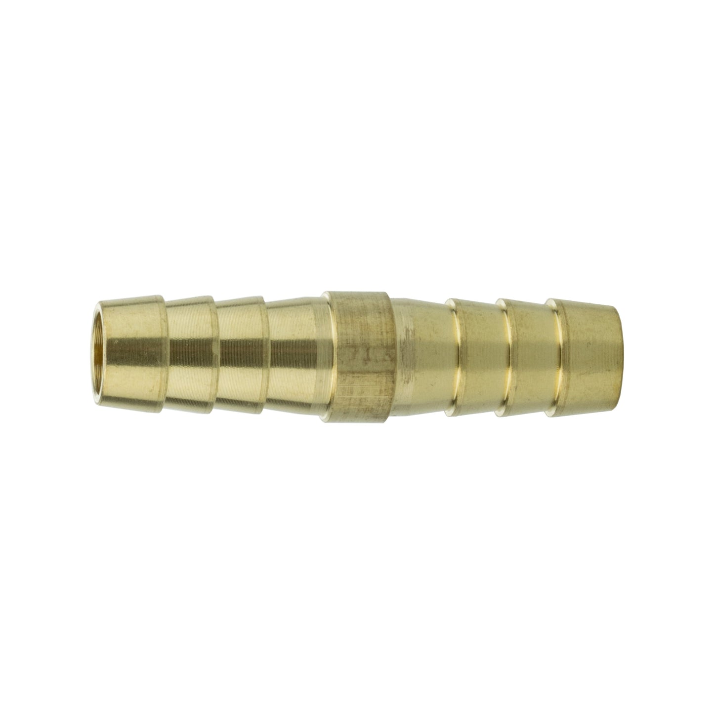 Brass 8 mm straight joiner, longer section with evenly spaced ridges