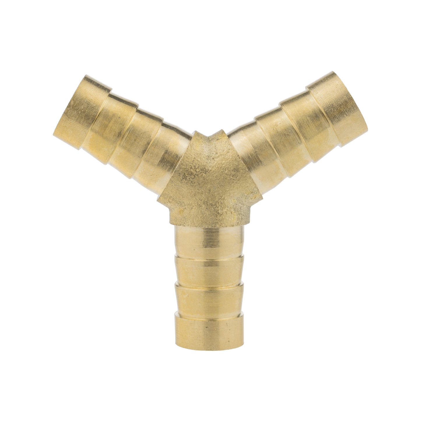 Brass Y tee connector, 10mm barbed ends, Y-shaped plumbing fitting