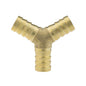 Brass Y Tee connector 12.5mm with three barbed ends, angled Y shape