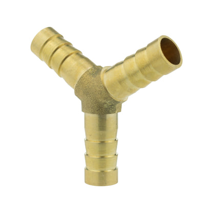 8mm brass Y tee connector with barbed side outlets and bottom barbed connection