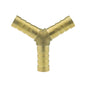 Brass Y tee connector 8mm with three barbed ends and central Y junction