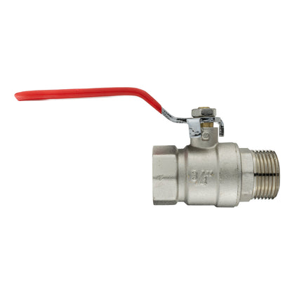 IBC 2" S60X6 lever valve with red handle and metal threaded connection