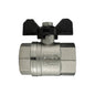 Nickel-plated butterfly valve, black lever, 1" BSPF body with stamped markings