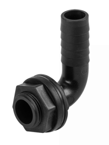 3/4" barb elbow for water butt kit, black plastic outlet with threaded end