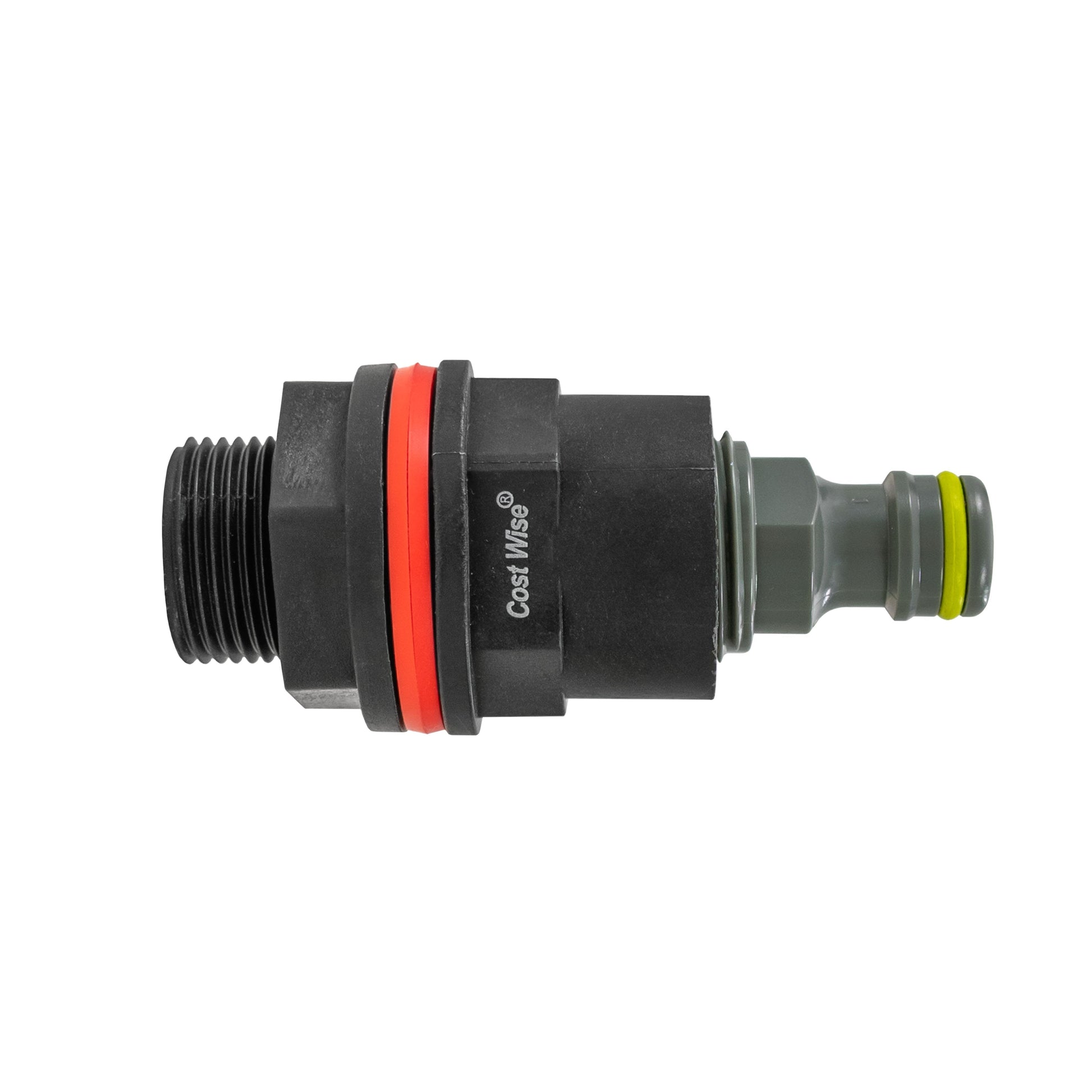 Wasserfass-Anschluss ½” BSPM-F mit männlichem Quick-Connector; roter Dichtstreifen, Lime