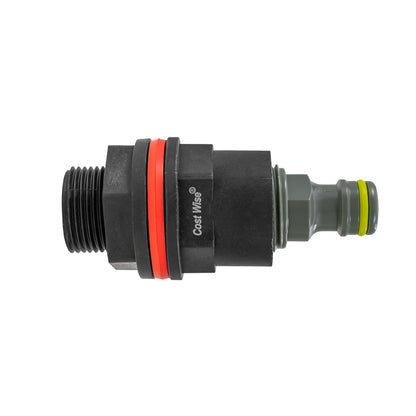 Wasserfass-Anschluss ½” BSPM-F mit männlichem Quick-Connector; roter Dichtstreifen, Lime