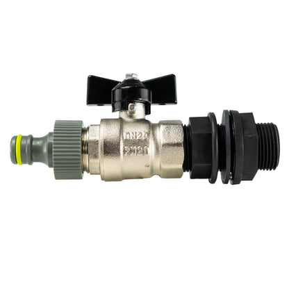 1/2" BSP water butt kit valve with metal bib and quick-connect outlet