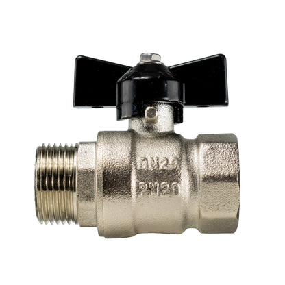 Metal bib valve with black lever handle and 1/2" BSP threaded inlet