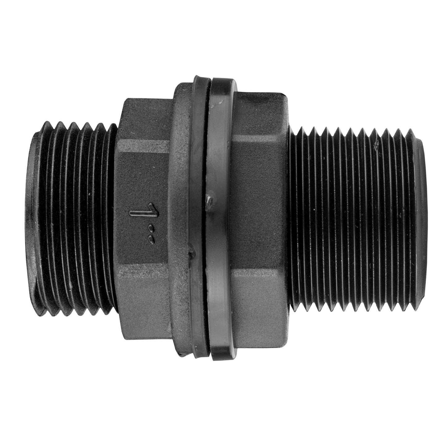 Tank Connector mit Unterlegscheibe, 2" BSPM, zwei Außengewinde mit Mittelring