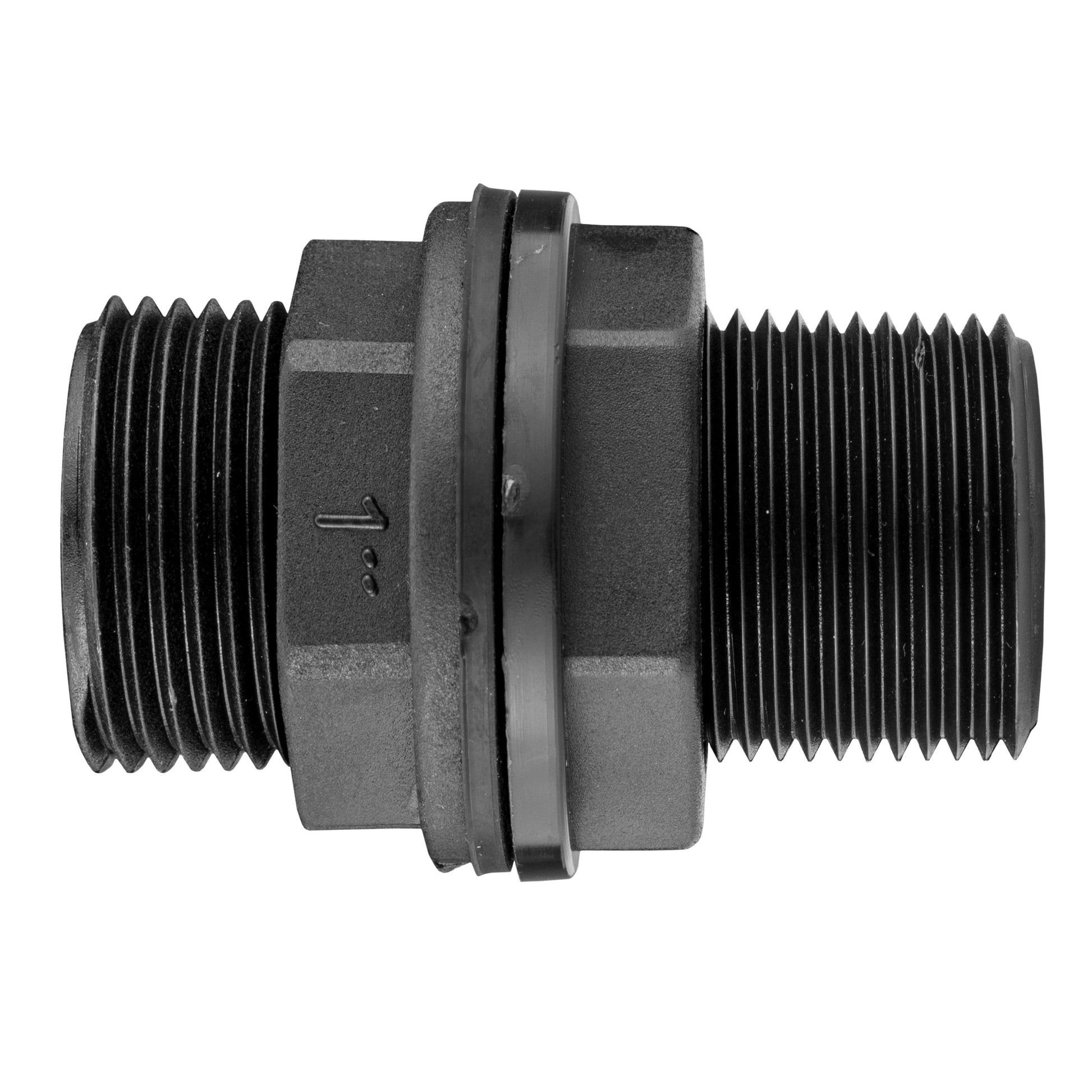 Tank Connector mit Unterlegscheibe, 2" BSPM, zwei Außengewinde mit Mittelring