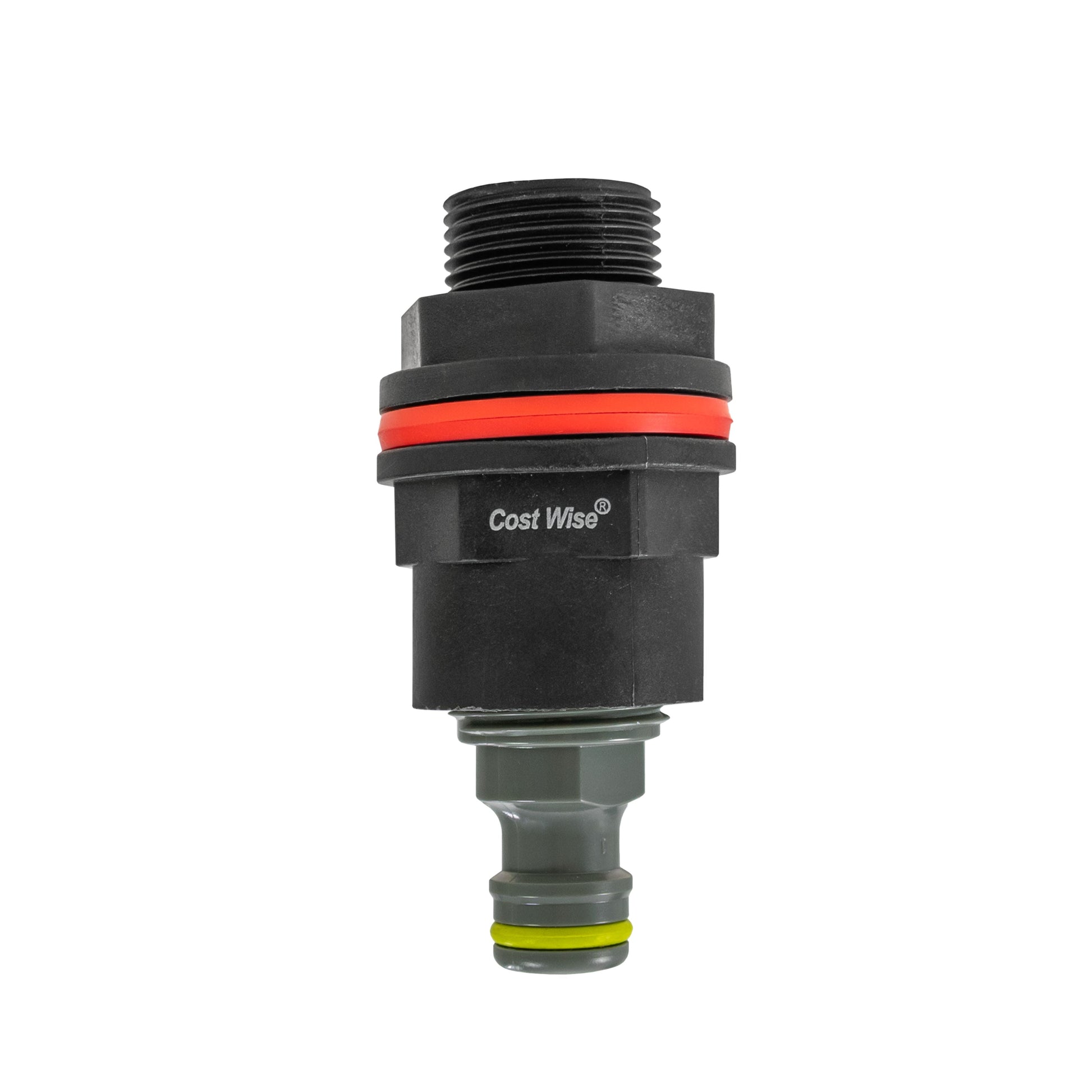 3/4" BSPM-F kit connector with red O-ring and lime quick-connector end