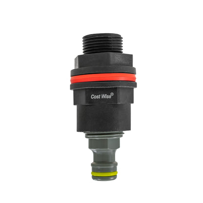 3/4" BSPM-F kit connector with red O-ring and lime quick-connector end