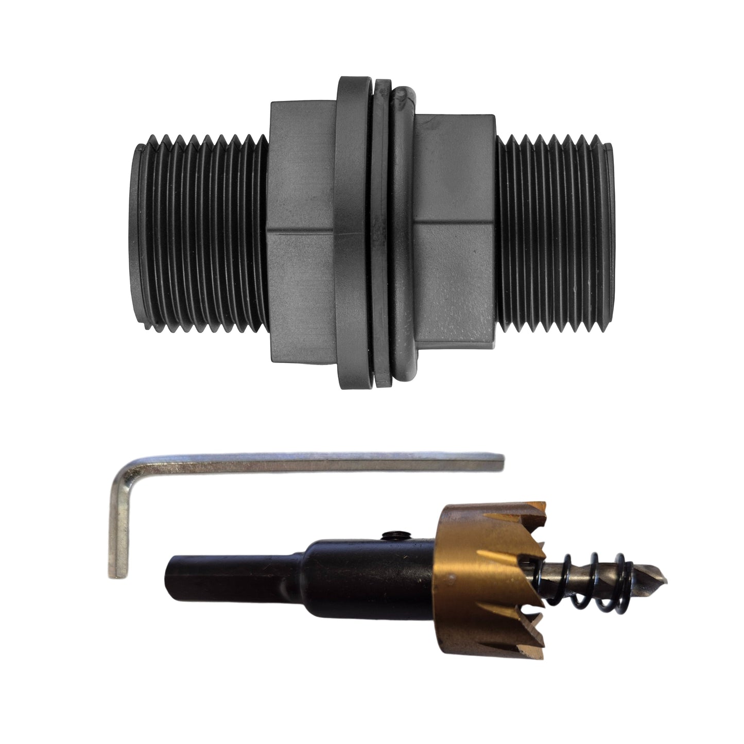 Tank connector with washer, 3/4" BSPM thread ends and centered seal ring
