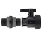 Black 3/4" BSP water butt fitting with full-flow PP valve and lever handle