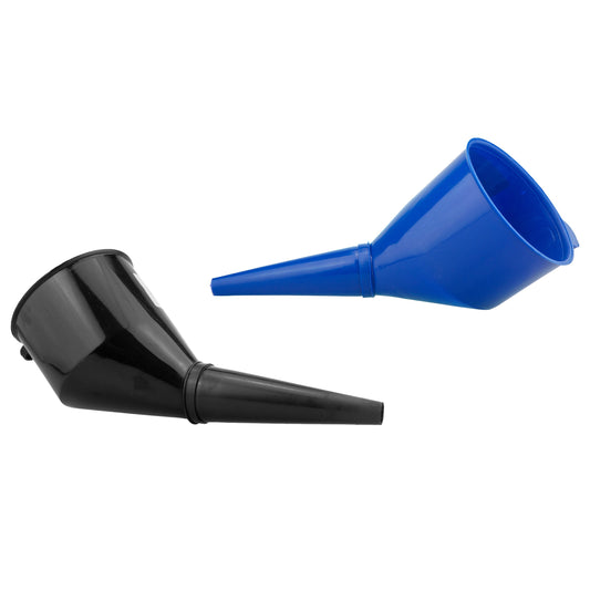 Angled Fuel Funnel Set: schwarzer Ausguss und blauer Trichter, gummierte Verbindungsstelle