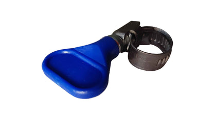 Blue grip hose clip with metal clamp ring, sized for 8–12mm