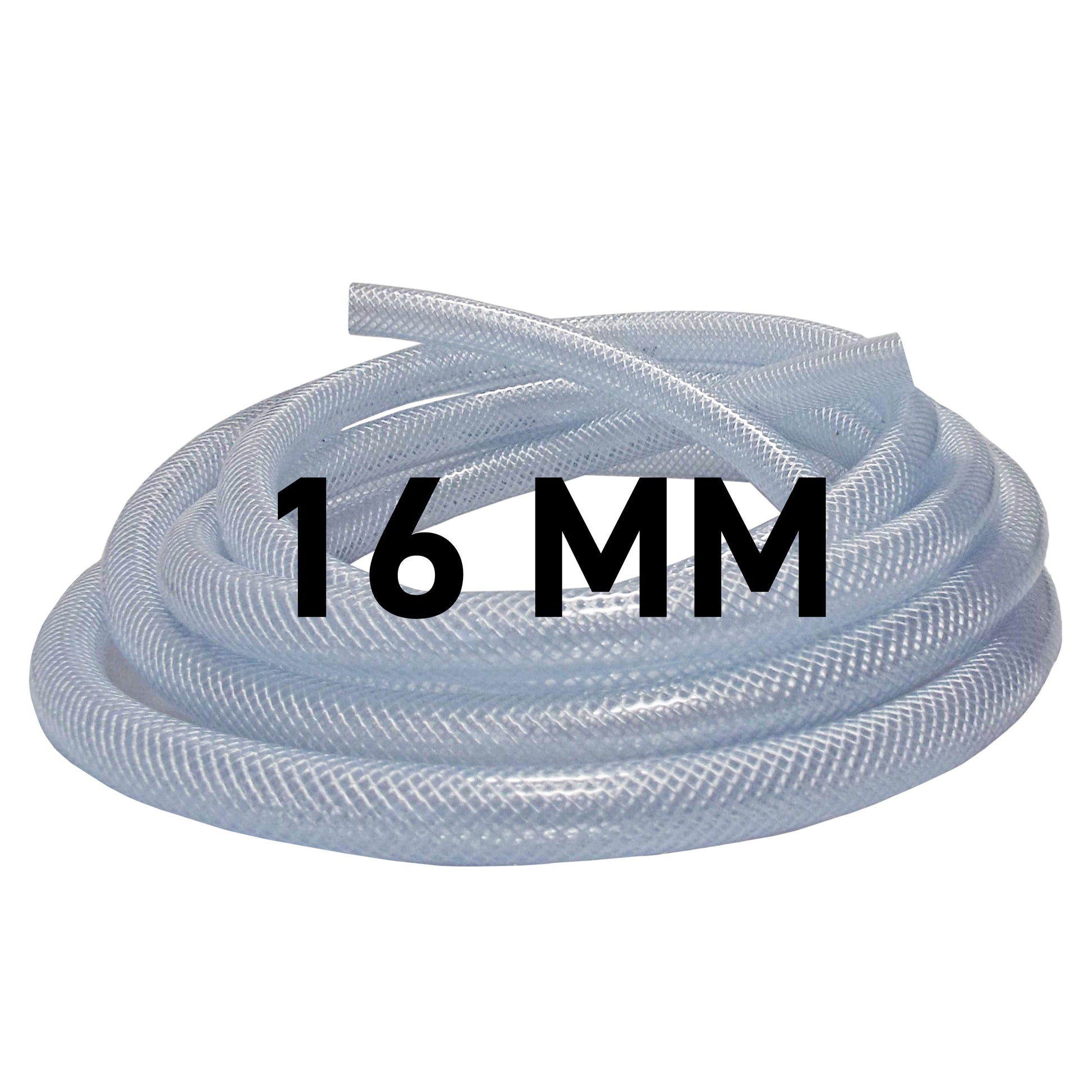Clear braided PVC pipe coil with 16mm marking, coiled tubing for installation