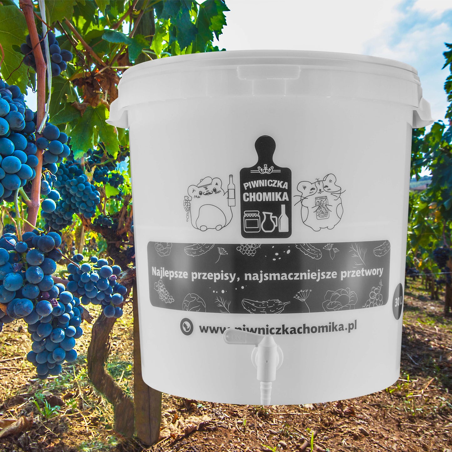 30L homebrew fermentation bucket with tap, white plastic fermenter