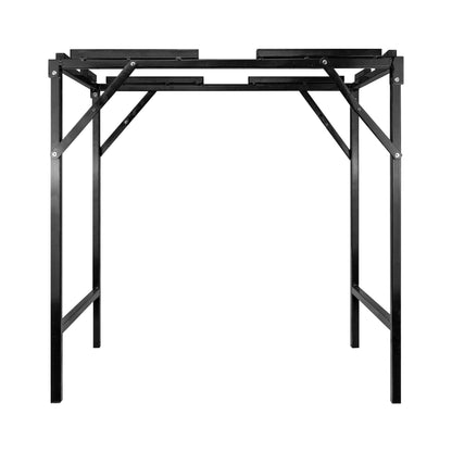 Black metal stand frame for dog bath with cross-brace supports