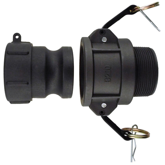IBC 2" S60x6 Camlock-Anschluss, 2" Type B, schwarze Kupplung mit Spannbügeln